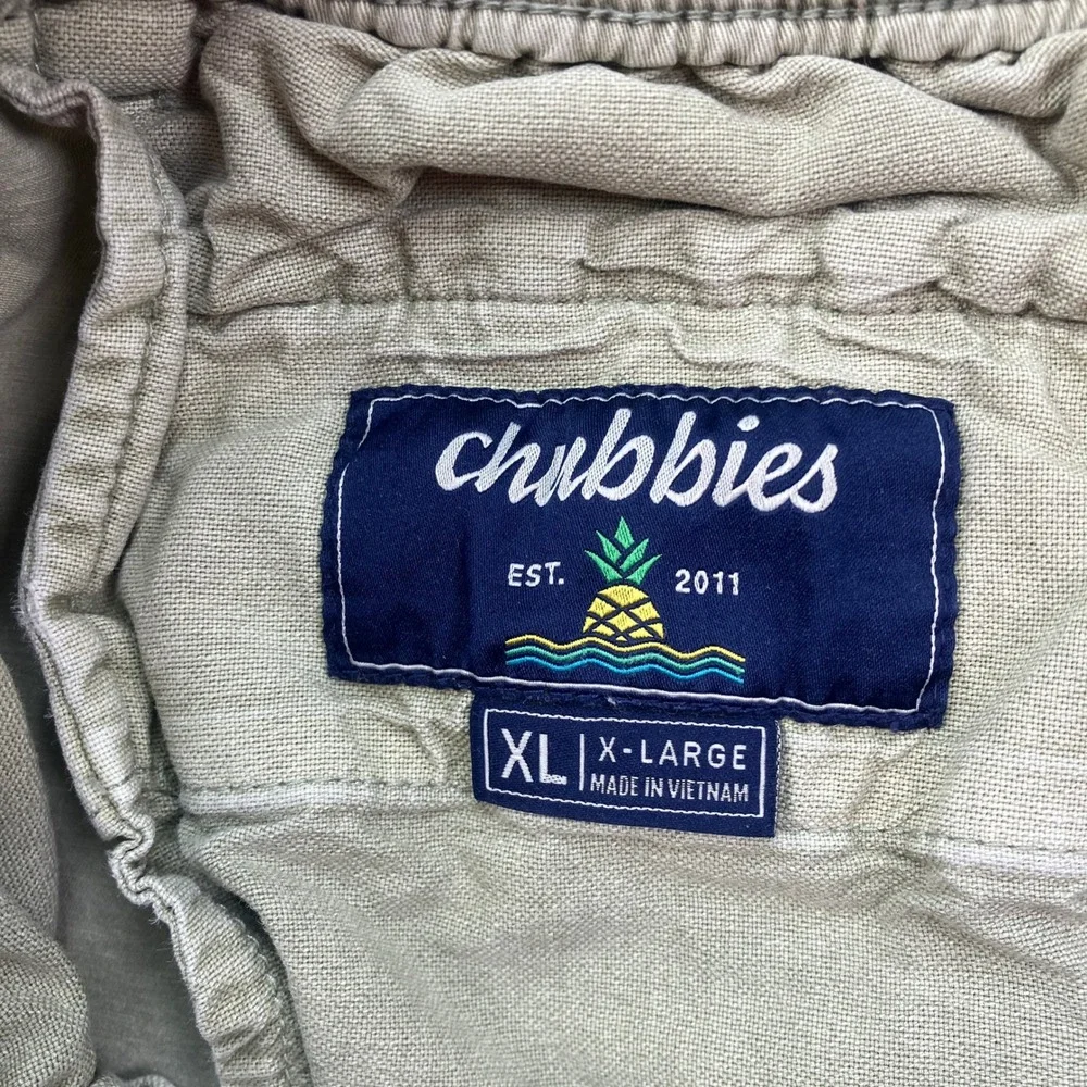 Chubbies Mens XL Shorts Green 5.5 Inseam Elastic Waist Stretch Twill Chino